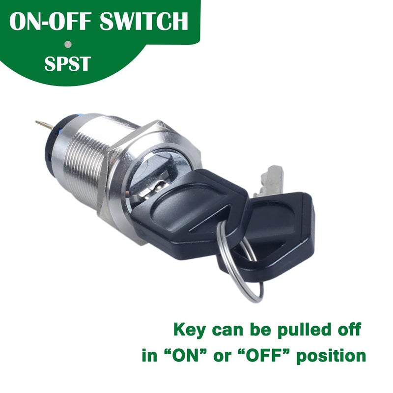 DMWD 19mm ON Off Metal Latching Key Lock Switch 3Pin 1NO 1NC Lock Maintained Key Switch - Image 4